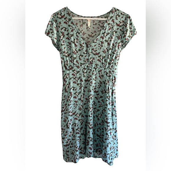 Aeropostale Dresses & Skirts - Sabrina Carpenter x AERO Light Turquoise Floral Peasant Mini Dress Size M